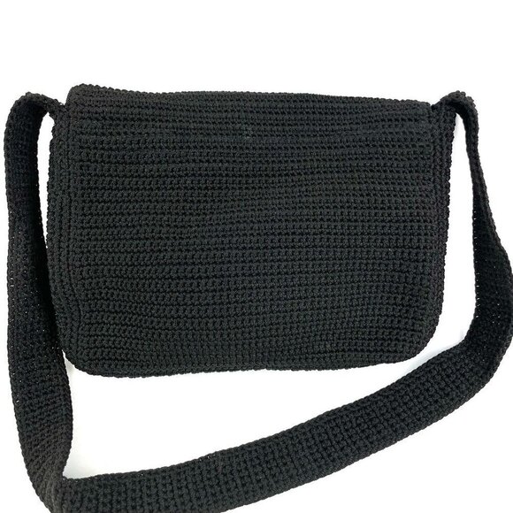 The Sak Crochet Handbag Black Flap Boho Shoulder Bag Purse Bag Charm - Picture 3 of 10